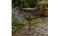 Pedestal Bird Feeder Flared Base Decorative Metal Avian Sculpture Feeder Tall Post for Patio