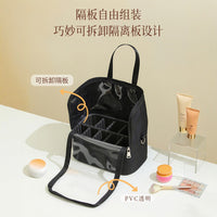 Portable Cosmetic Brush Storage Bag with Transparent Sections