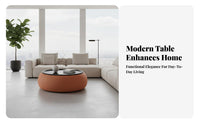 Modern Design Round Storage Coffee Table Minimalist design Round Coffee Table with Storage Italian Inspired Living Room Furniture for Apartment Dwellers, Interior Designers, Homeowners, Small Spaces, Lounge Area, Home Office