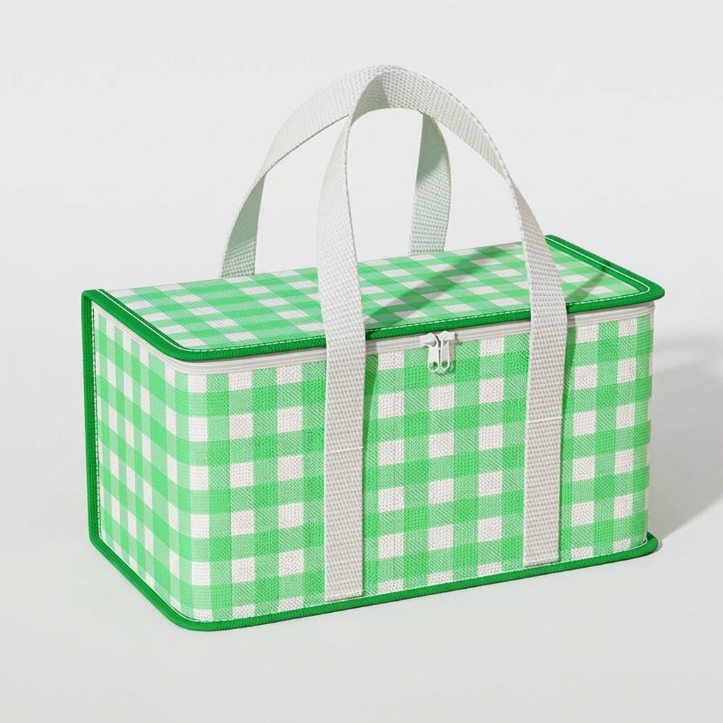 Lunch Box Cool Bag with Thermal Insulation for Food Storage, Picnic Basket with Textile Handles, Reusable Shopping Bags, Waterproof Delivery Bag
