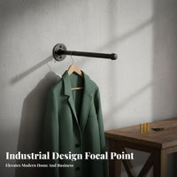 Industrial Pipe Clothes Rack Rustic Pattern Wall Mounted Pipe Hanger Sturdy Wall Mounted Garment Rail for Spacious Wardrobe, Laundry Room