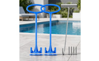 2 Pieces Compatible Pool Skimmer Basket Handle Rust-Resistant Skimmer Basket Handle with Hook Universal Heavy Duty for in-Ground Pools