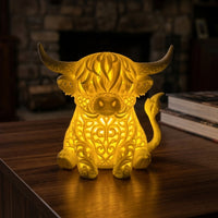 Adorable Highland Cow Lamp Sculptural Highland Cow Night Light Ambient 3D Animal Lamp Mood for Teens, Bedroom, Nursery