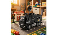 Metal SWAT Truck Model Inertial Toy Truck with Opening Door Movable Simulation Police Vehicle Die-Cast Style for Children, Toddlers, Playroom, Home