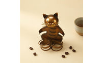 Bronze Finish Feline Seasoning Bottle Holder Decorative Feline-Shaped Metal Storage Holder