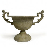 Distressed Pedestal Urn Tabletop Metal Planter Rustic Flower Arranging Pot Classic for Home Decor
