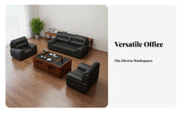 Chinese Design Reception Sofa Set Professional Look 3 Seater Office Sofa Sturdy Frame Executive Office Lounge Set for Executives, Adults, Waiting Room