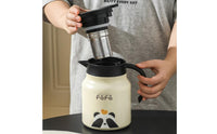 Large Capacity Panda Design Insulated Kettle 316 Stainless Steel Panda Thermal Pot Leak-Proof Beverage Container V-Shaped Spout for Home