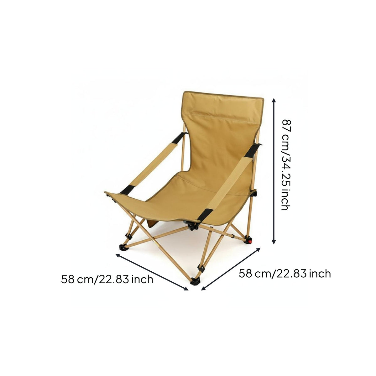 Foldable Design Folding Recliner Chair Lightweight High Back Camping Chair Ergonomic Adjustable Outdoor Lounger Side Pocket for Fishing