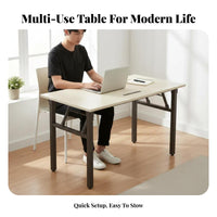 Foldable Design Collapsible Rectangular Desk Space-Saving Collapsible Desk Multi-Purpose Multipurpose Table Portable for Students, Home Office Workers, Apartment Dwellers, Study Room, Small Apartments, Bedroom