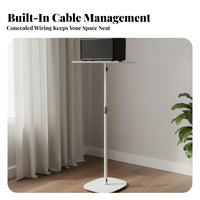 Sturdy Metal Construction Speaker Tray Floor Stand Heavy Duty Adjustable Speaker Stand Easy Setup Universal Device Pedestal Space Saving for Home Theater, Living Room, Bedroom
