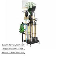 Wheeled Tool Rack Black Garden Storage Universal Multi-Shelf for Garage