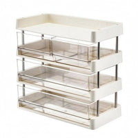 Desktop Storage Rack Cream Frame Layered Shelf Organizer Multiuse Furniture