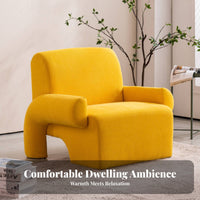 Retro Flair Upholstered Reading Chair Designer Design Arched-Base Armchair Luxurious Upholstery Indoor Furniture Minimalist Design for Apartment Dwellers, Young Adults, Homeowners, Living Room, Bedroom, Home Pale Ice, Small Space