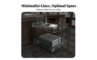 Transparent Design 2-Tier Clear Utility Cart Movable with casters 2-Tier Rolling Organizer Multi-Functional Bedside Table Multifunctional for Apartment Dwellers, Homeowners, Office Workers, Living Room, Kitchen, Bedroom, Bathroom