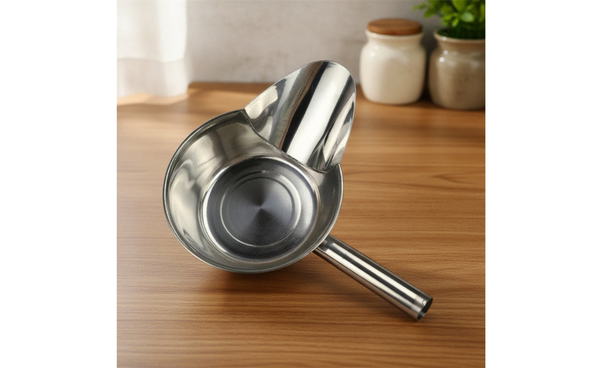 Stainless Steel Duckbill Scoop Shatterproof Scoop with Pouring Spout Commercial-Grade Polished for Chefs, Caterers, Food Prep Stations, Concession Stands