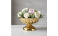 Decorative Bowl with Pedestal Hammered Gold Pedestal Centerpiece Footed Bowl Fluted Wide-Mouth for Event Planners