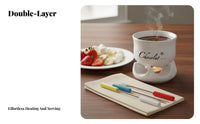 Ceramic Chocolate Fondue Pot Space-Saving Ceramic Fondue Pot Tealight Cheese Warmer Includes 4 Dipping Forks Serveware Microwave