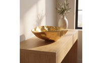 Bowl with Hammered Texture Gold Irregular Metal Bowl Organic Rim Decorative Centerpiece for Tabletop, Entryway, Living Room