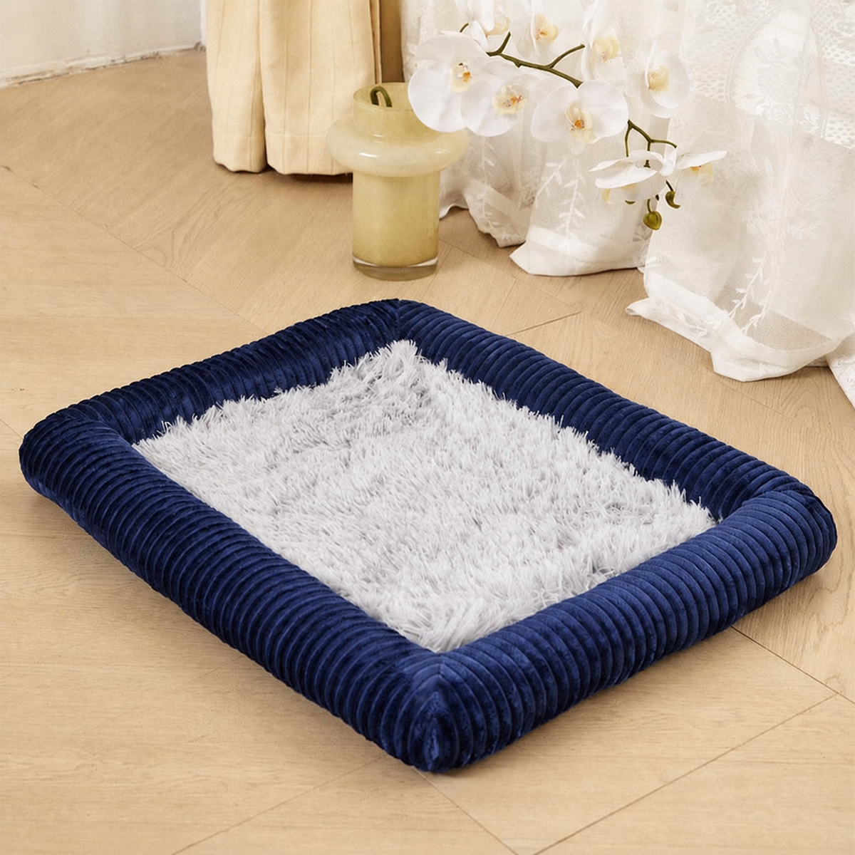 Dog Bed, Washable, Pet Bed, Bolster Type, All-season, Navy, For Large Dogs, Living Room, Next to Sofa