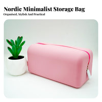 Silic Single Makeup Bag Waterproof Silic Single Cosmetic Pouch Simple to Clean Portable Toiletry Case for Women, Adults, Daily Use, Washroom
