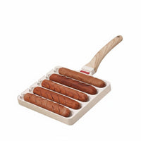 5-Slot Sausage Skillet Portable Multi-Compartment Hot Dog Cookware Simple to Clean Frankfurter Grill Pan for Camping