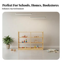 Wooden Multi-Compartment Shelf Natural Wood Finish Playroom Organization Center Child-Safe Design child-appropriate Height
