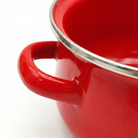 Enamel Soup Pot Set, Korean Cooking Pot, Double Handles Stew Pot, Flat Bottom Enamelware Cookware, Compact Household Kitchen Use