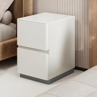 No Assembly Required Narrow 2-Drawer Bedside Cabinet Modern Minimalist design Nightstand Space-Saving Bedroom Furniture Sintered Stone Top for Apartment Dwellers, Homeowners, Students, Small Spaces, Next to Bed, Living Room, Hallway