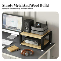 Space-Saving Desktop Amplifier Stand Ventilated-Air Design Audio Equipment Rack Sturdy Construction Audio Component Shelf Multifunctional for High-Fidelity Enthusiasts, Audiophiles, Living Room