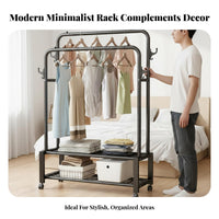 Foldable Freestanding Closet Organizer Space Saving Metal Clothing Storage Rack Easy Assembly Freestanding Wardrobe Rack High Capacity for Apartment Dwellers, Retail Shop Owners, Bedroom, Dorm Room, Basement, Entryway