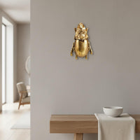 Unique Design Rhinoceros Beetle Wall Hanging Intricate Details Golden Beetle Wall Decor Easy to Hang for Living Room, Entryway, Office