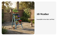 Three-Tier Ladder Plant Stand Folding Design Three-Tier Ladder Shelf Retro and Design Planter Organizer for Gardeners, Homeowners, Balcony, Courtyard