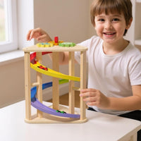 Rotating Slide Track Toy Decorative Gears Wooden Car Track Toy Paint Children's Plaything