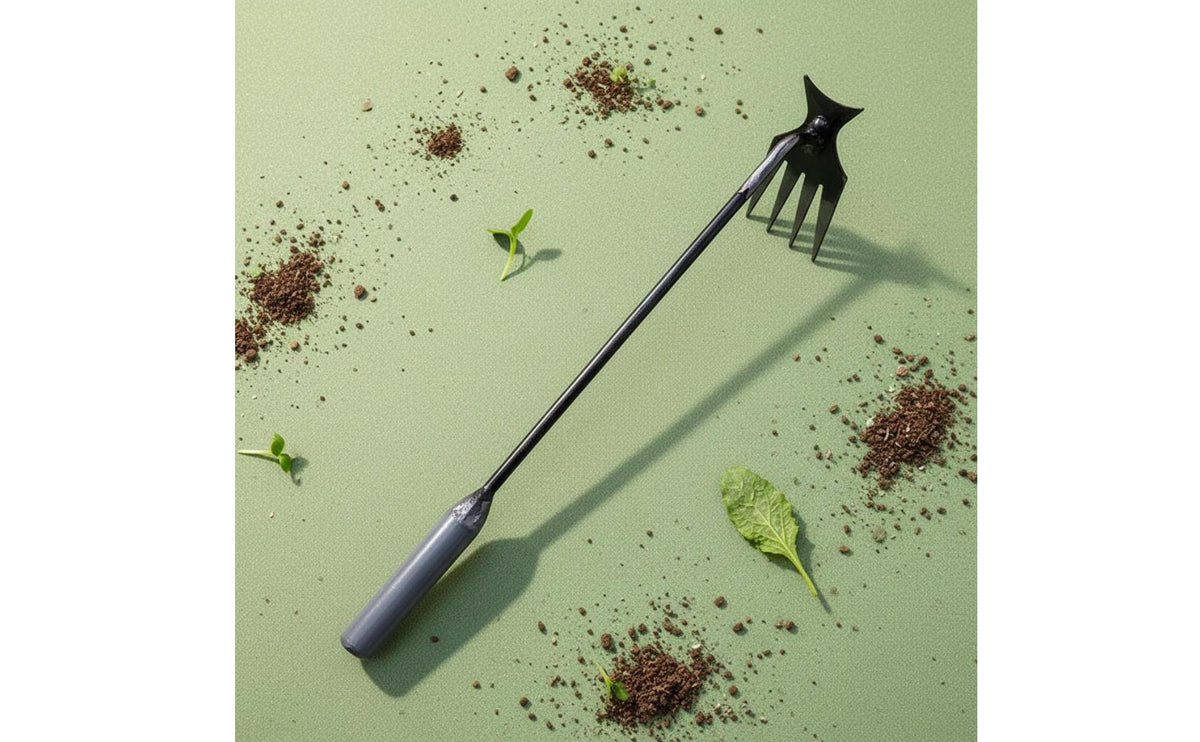 Ground-Clearing Weeder Rake Manganese Steel Handheld Soil Loosener Labor-Saving Weeding Tool for Farm