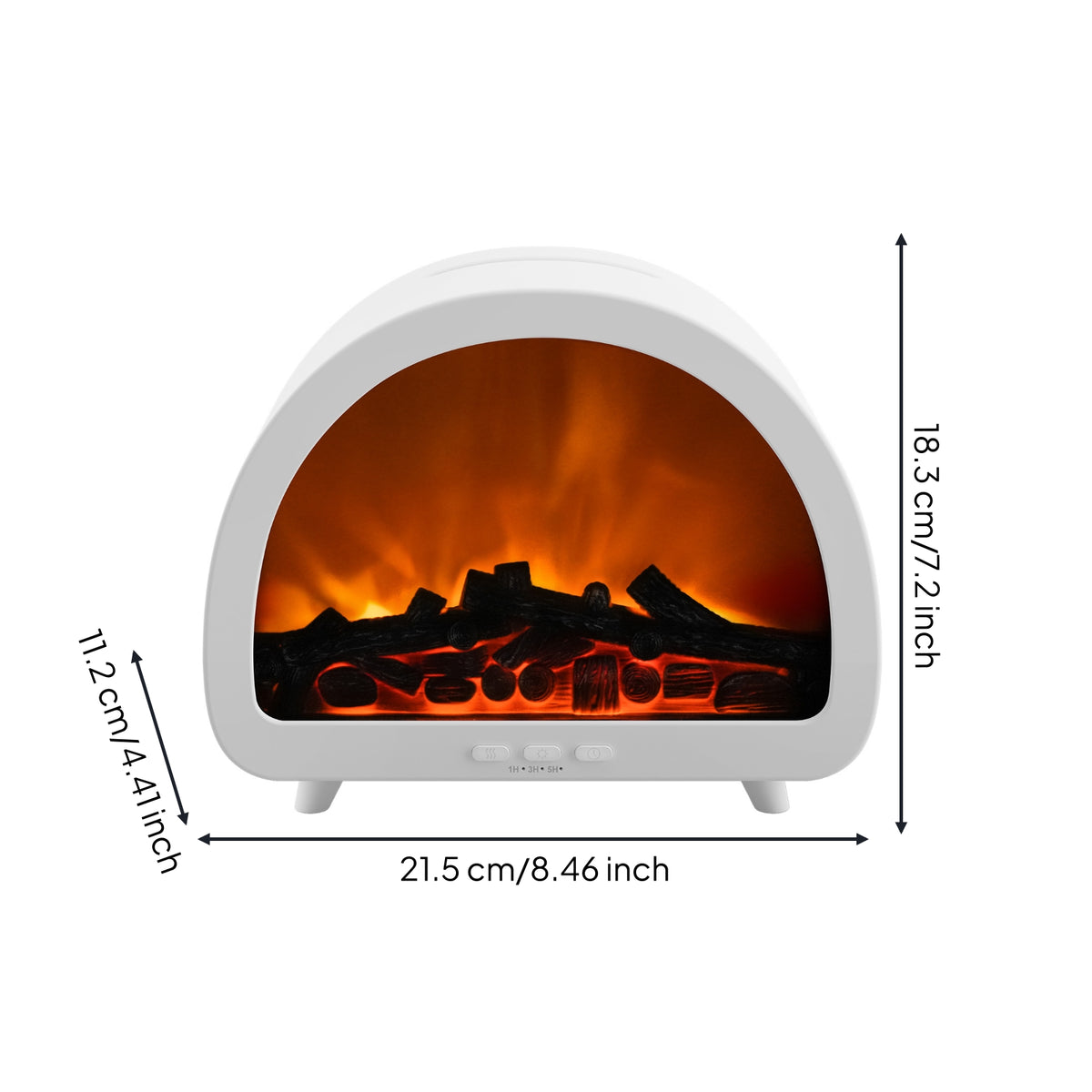Tabletop Mist Humidifier with Flame Effect Compact Fireplace Humidifier Portable Flame Dispenser Quiet for Living Room, Bedroom, Office, Bedside