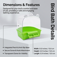 Transparent Bird Bath Cage, Non-Slip Bird Bath for Cage, External Bird Bath, Bird Cage Shower, Small Medium Birds, Pet Bird Bath Tub