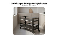 Movable with Wheels Multi-Layer Kitchen Rack Space-Saving Floor Standing Microwave Stand High Load Capacity Rolling Microwave Stand Easy to Clean for Pantry, Garage, Laundry Room