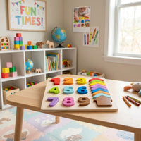 Color Recognition Wooden Number Board Board Early Learning Wooden Number Board Colorful Shape Stacking Toy Educational for Children, Toddlers, Preschoolers