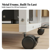 With Wheels Multi-Tier Amplifier Stand Stable and Long-Lasting Audio System Equipment Rack Simple Modern Design Mobile Stereo Component Shelf Space-Saving for Audiophiles, Living Room, Study, Bedroom