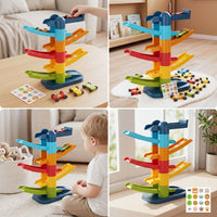 Kids Glide Track Car Toy Set with Parking Lot, Educational Toy for Boys and Girls