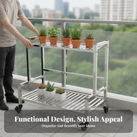 Multi-Tier Flower Trolley Indoor/outdoor Use Tiered Planter Trolley for Balcony