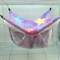 Breathable Hammock and Rat Hammock, Double-Layer Guinea Pig Cage Accessories, Hand-Sewn All-Season Hanging Bed in Starfish Violet