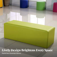 Easy to Clean Upholstered Rectangular Stool Sturdy Construction Soft Bench Wear-Resistant children's Furniture Colorful Options for Toddlers, Teachers, Parents, Kindergarten, Early Learning Facility, Hallway, Waiting Room