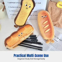 Soft Plush Pencil Case, Creative Bread Shape, Cartoon Face, Girls, 2025 New
