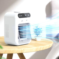 Mini Air Cooler Rechargeable Desktop Air Conditioner 2-Speed for Bedside Table