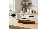 Unidirectional-Way Valve Single Dose Coffee Bean Tubes with Holder Airtight Seal Wooden Espresso Workflow Organizer Glass Vials