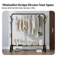 Rolling Clothes Rack Multifunctional Portable Garment Rack Space Saving Standing Clothing Stand with Shelf for Families, Bedroom, Living Room