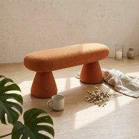 Soft Texture Boucle Textile Footrest Multi-Functional Capsule-Shaped Bench Versatile Long Ottoman Modern Design for Business Owners, Interior Decorators, Entryway, Clothing Boutique, Bedroom, Living Room