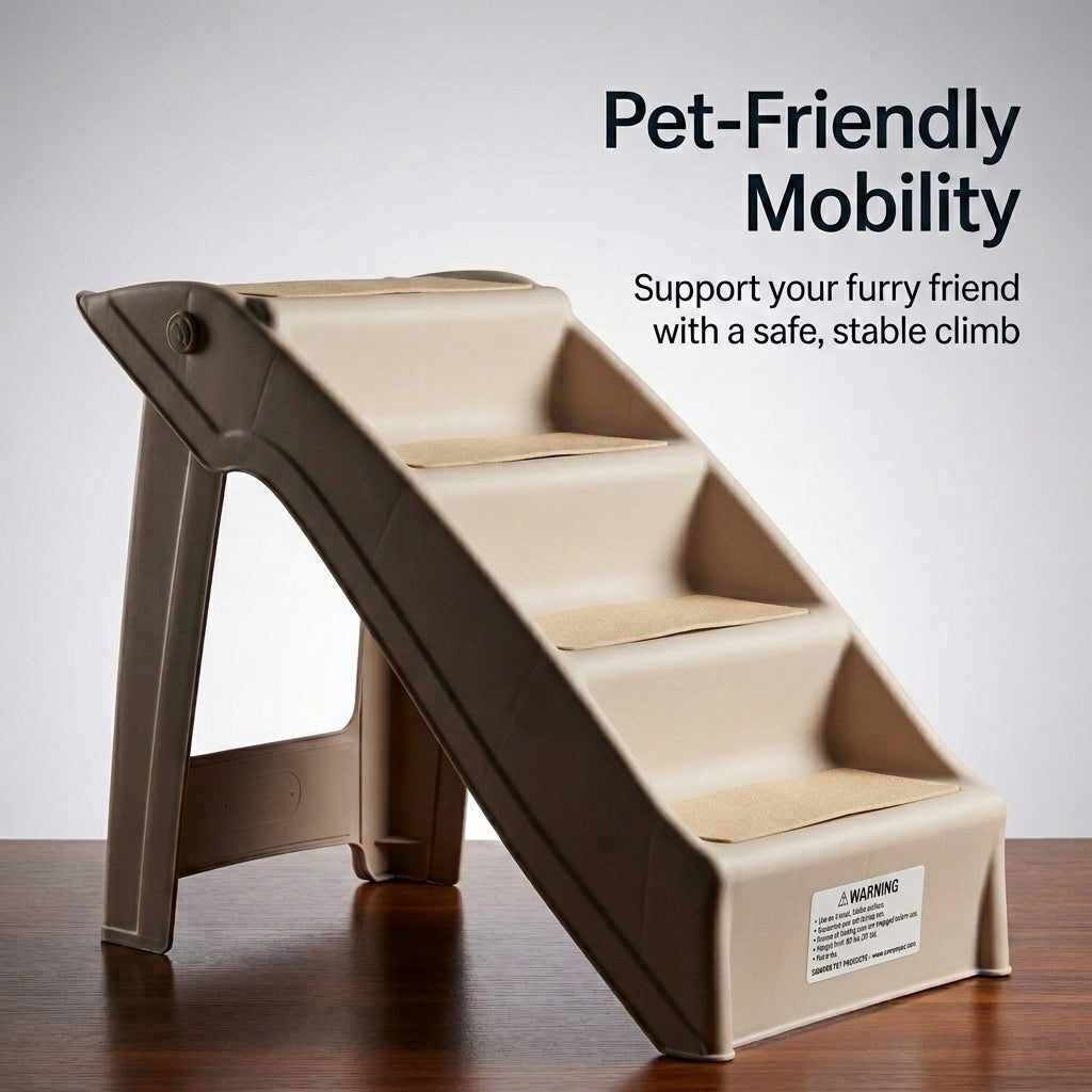 Dog Steps for Bed and Sofa with High Density Foam, Foldable Portable Pet Ramp for Small Breeds and Car Boot, Lightweight Design